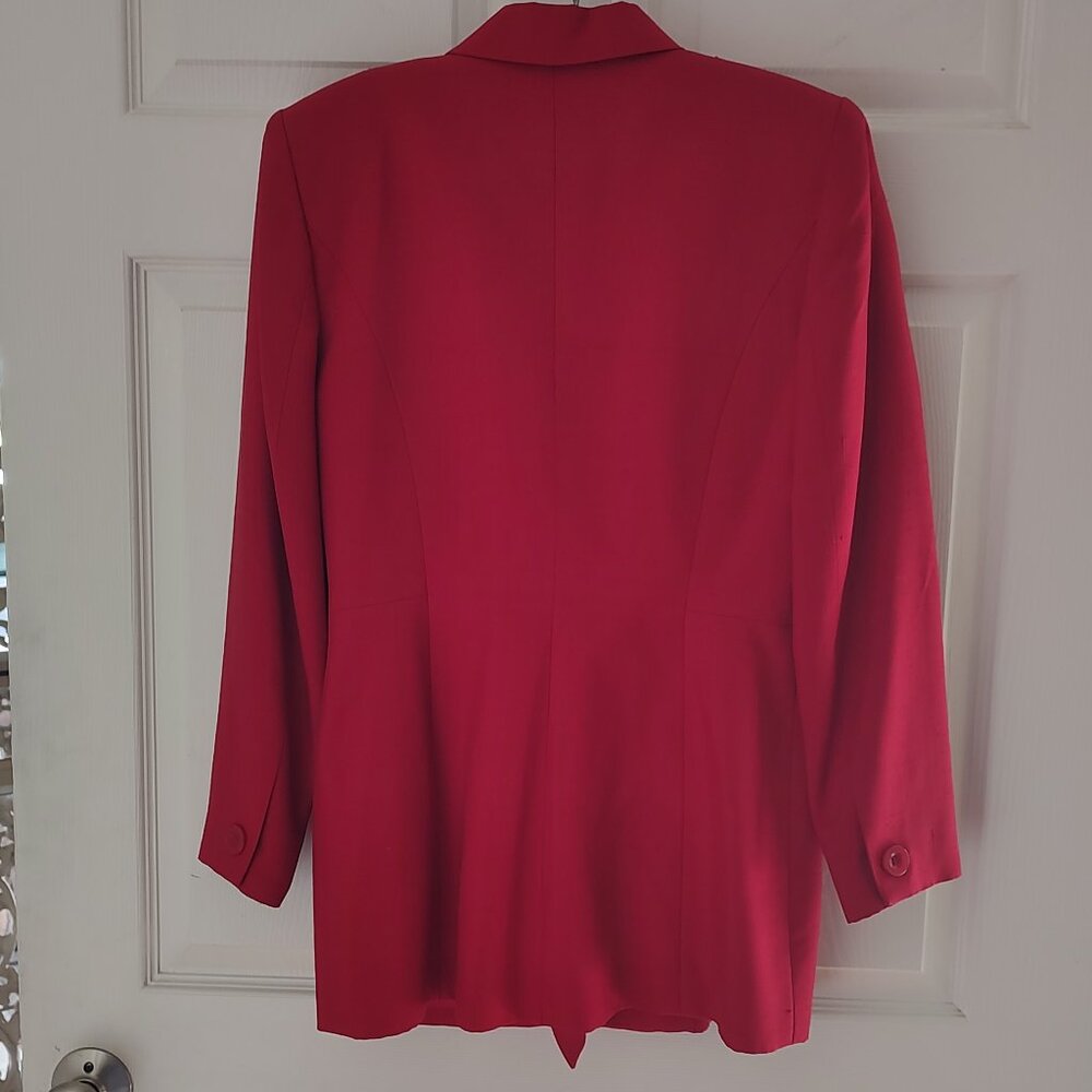 Vintage Red Valerie Stevens 100% Silk 2-Piece Skirt & Jacket Suit-Size 6 - Picture 2 of 11